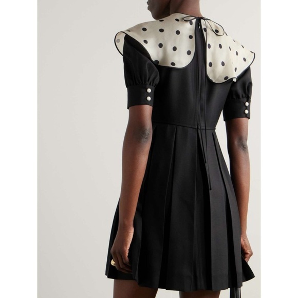 Valentino‎ Garavani Polka Dot Collar Silk Mini Dress $5,400 - Size IT 38 / US 2 - Picture 8 of 16